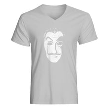 Mens Salvador Dali Face Heist Mask V-Neck T-shirt