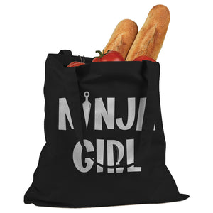 Ninja Girl Cotton Canvas Tote Bag