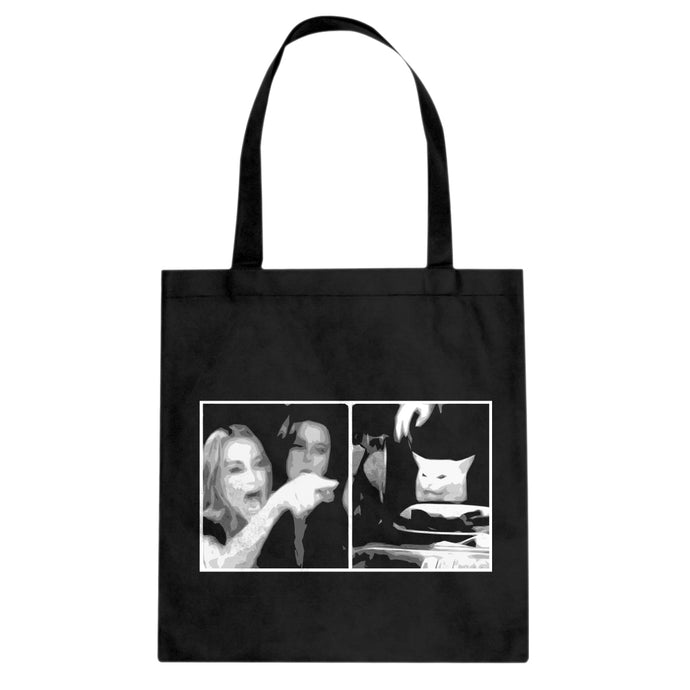 Woman Yelling at Cat Meme Cotton Canvas Tote Bag