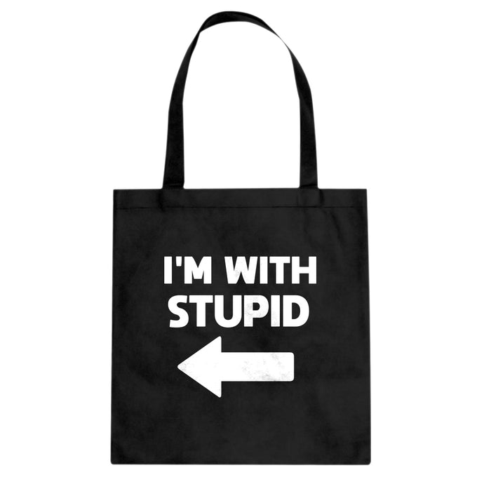 I'm With Stupid Left Cotton Canvas Tote Bag