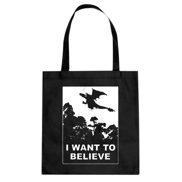 I Want to Believe Fire Dragon Cotton Canvas Tote Bag