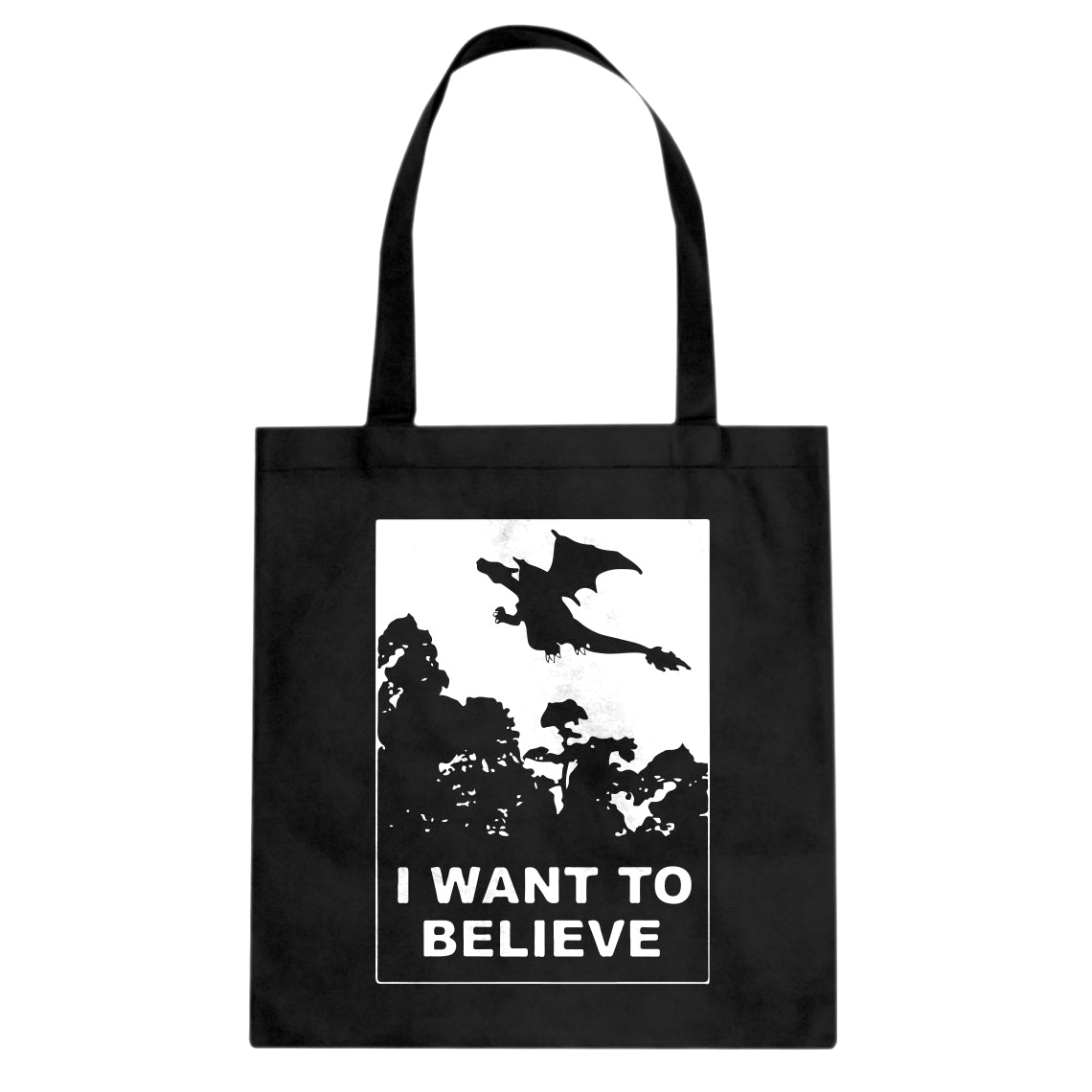 I Want to Believe Fire Dragon Cotton Canvas Tote Bag