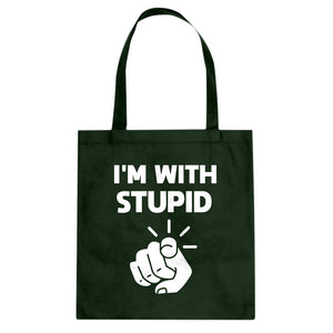 I'm With Stupid You Cotton Canvas Tote Bag