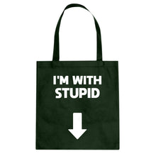 I'm with Stupid Down Cotton Canvas Tote Bag