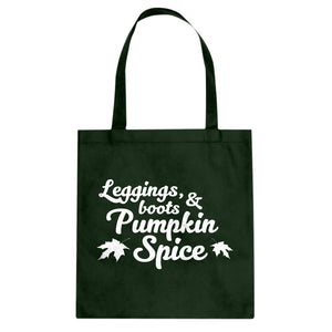 Leggings, Boots, and Pumpkin Spice Cotton Canvas Tote Bag