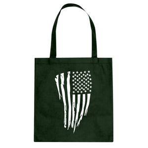 American Flag Vertical Cotton Canvas Tote Bag