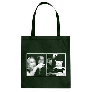 Woman Yelling at Cat Meme Cotton Canvas Tote Bag