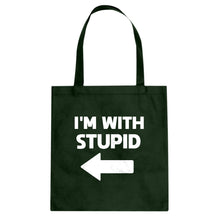 I'm With Stupid Left Cotton Canvas Tote Bag