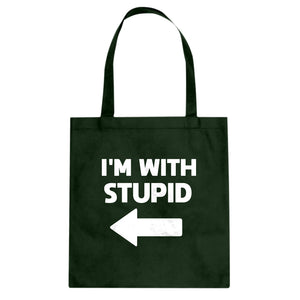 I'm With Stupid Left Cotton Canvas Tote Bag