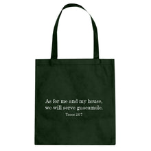 As For Me and My House we Will Serve Guacamole Cotton Canvas Tote Bag
