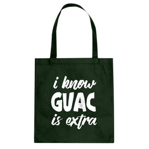 Tote I Know GUAC is extra Canvas Tote Bag