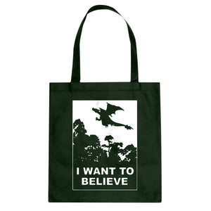 I Want to Believe Fire Dragon Cotton Canvas Tote Bag