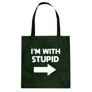 I'm With Stupid Right Cotton Canvas Tote Bag