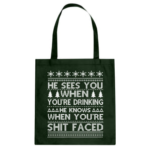 Tote He Sees Your When You're Sleeping Canvas Tote Bag