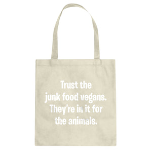 Junk Food Vegans Cotton Canvas Tote Bag