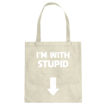 I'm with Stupid Down Cotton Canvas Tote Bag