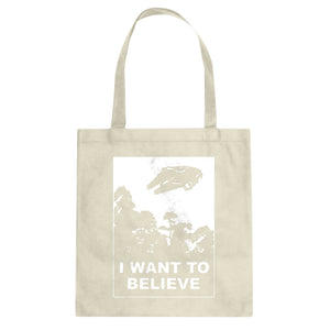 I Want to Believe Star Ship Cotton Canvas Tote Bag