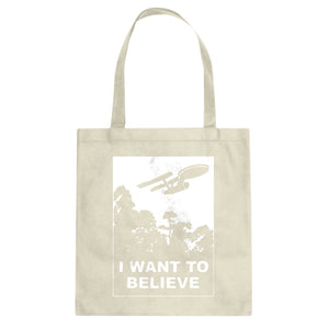 I Want to Believe Space Ship Cotton Canvas Tote Bag