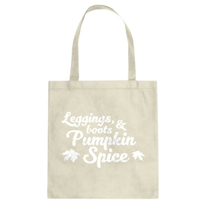 Leggings, Boots, and Pumpkin Spice Cotton Canvas Tote Bag