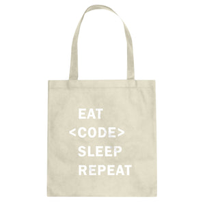 Tote Eat Code Sleep Repeat Canvas Tote Bag