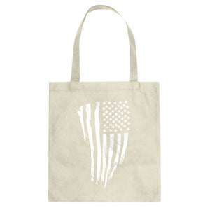 American Flag Vertical Cotton Canvas Tote Bag
