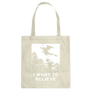 I Want to Believe Fire Dragon Cotton Canvas Tote Bag
