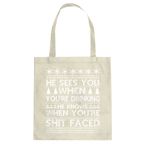 Tote He Sees Your When You're Sleeping Canvas Tote Bag