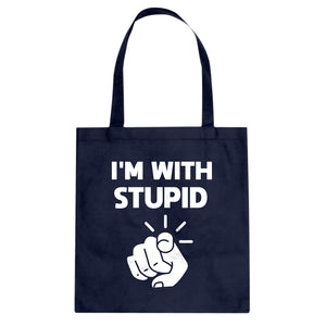 I'm With Stupid You Cotton Canvas Tote Bag