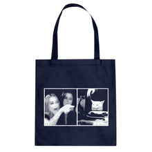 Woman Yelling at Cat Meme Cotton Canvas Tote Bag