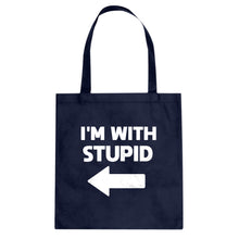 I'm With Stupid Left Cotton Canvas Tote Bag