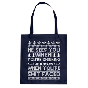 Tote He Sees Your When You're Sleeping Canvas Tote Bag