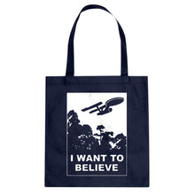 I Want to Believe Space Ship Cotton Canvas Tote Bag