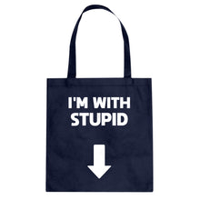 I'm with Stupid Down Cotton Canvas Tote Bag