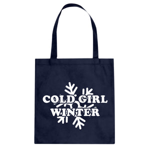 Cold Girl Winter Cotton Canvas Tote Bag