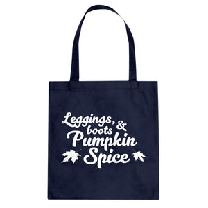 Leggings, Boots, and Pumpkin Spice Cotton Canvas Tote Bag