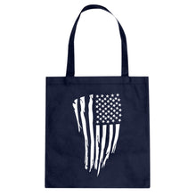 American Flag Vertical Cotton Canvas Tote Bag