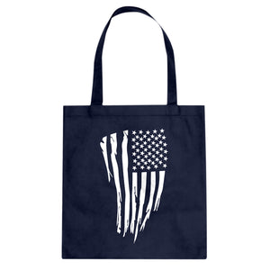 American Flag Vertical Cotton Canvas Tote Bag
