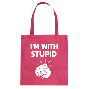 I'm With Stupid You Cotton Canvas Tote Bag