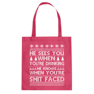 Tote He Sees Your When You're Sleeping Canvas Tote Bag