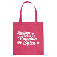Leggings, Boots, and Pumpkin Spice Cotton Canvas Tote Bag
