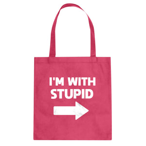 I'm With Stupid Right Cotton Canvas Tote Bag