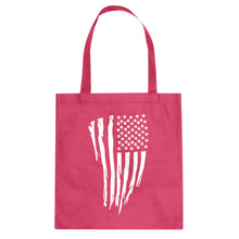 American Flag Vertical Cotton Canvas Tote Bag