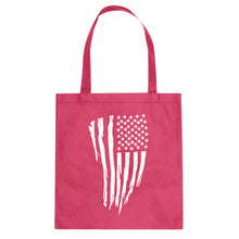 American Flag Vertical Cotton Canvas Tote Bag