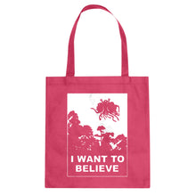 I Want to Believe Flying Spaghetti Monster Cotton Canvas Tote Bag