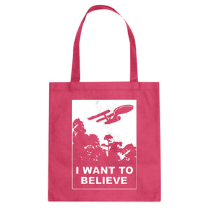 I Want to Believe Space Ship Cotton Canvas Tote Bag