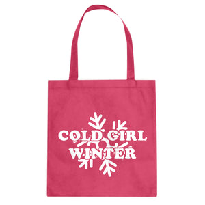 Cold Girl Winter Cotton Canvas Tote Bag