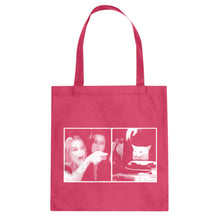 Woman Yelling at Cat Meme Cotton Canvas Tote Bag