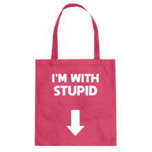 I'm with Stupid Down Cotton Canvas Tote Bag
