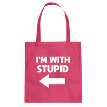 I'm With Stupid Left Cotton Canvas Tote Bag