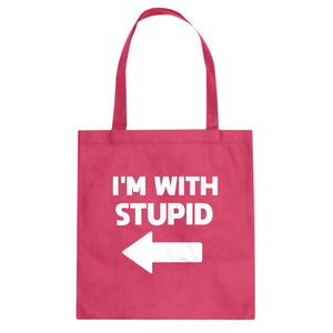 I'm With Stupid Left Cotton Canvas Tote Bag